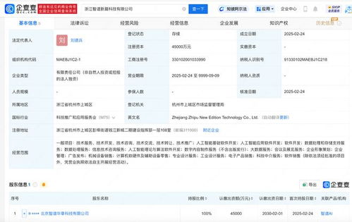 智譜ai于浙江成立智譜新篇科技公司